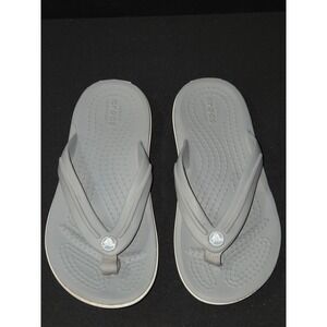 Crocs Kids Gray Thong Flip Flop‎ Sandals Iconic Comfort Beach Pool C9